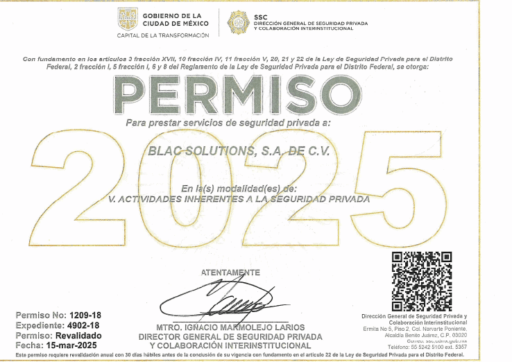 Permiso de seguridad privada con rastreo satelital y monitoreo 24/7.