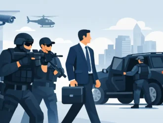 Custodia armada y vigilancia en operación logística y transporte.