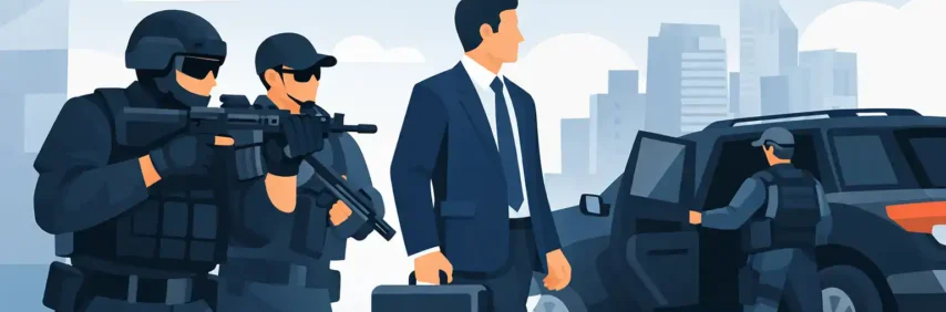 Custodia armada y vigilancia en operación logística y transporte.