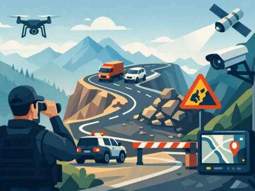 Monitoreo satelital y vigilancia en rutas peligrosas en México.