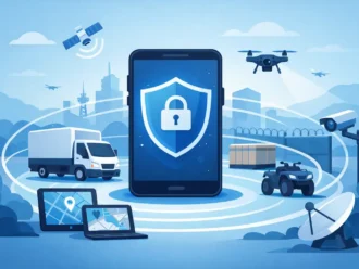 Sistema de seguridad con monitoreo satelital y control 24/7 para activos móviles.