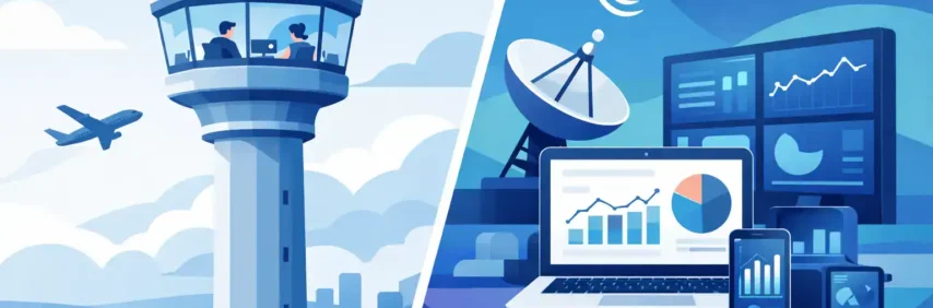 Torre de control con monitoreo 24/7 y rastreo satelital para logística.